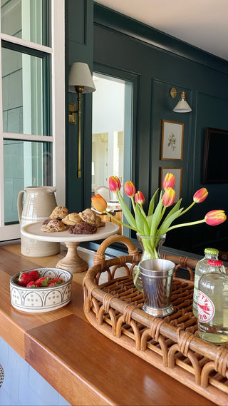 Hand-Woven Rattan Tray with Handles