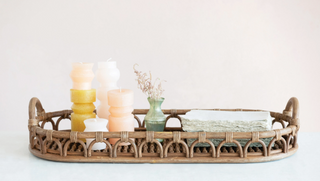 Hand-Woven Rattan Tray with Handles