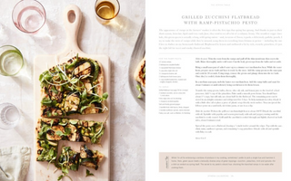 Grilled zucchini flatbread with ramp-pistachio pesto recipe from Cook Beautiful cookbook