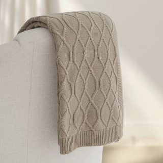 Cable Knit Throw Blanket - Oatmeal