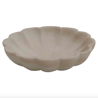 Scalloped Marble Flower Dish