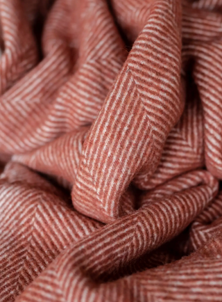 Herringbone Wool Throw Blanket - Rust