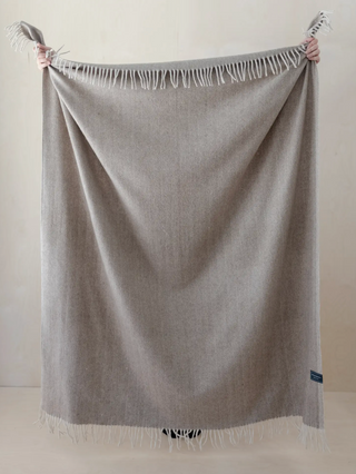 Herringbone Wool Throw Blanket - Natural