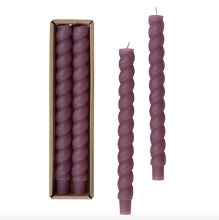 Purple Twisted Candle Sticks - Set of 2