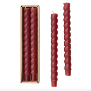 Red Twisted Candle Sticks - Set of 2