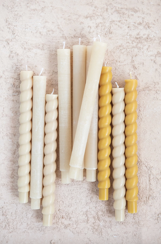 Cream Twisted Candle Sticks - Set of 2