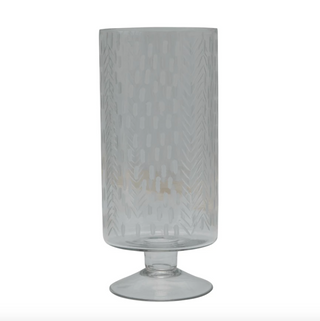 Etched Hurricane Vase - Tall