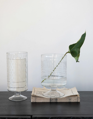 Etched Hurricane Vase - Tall
